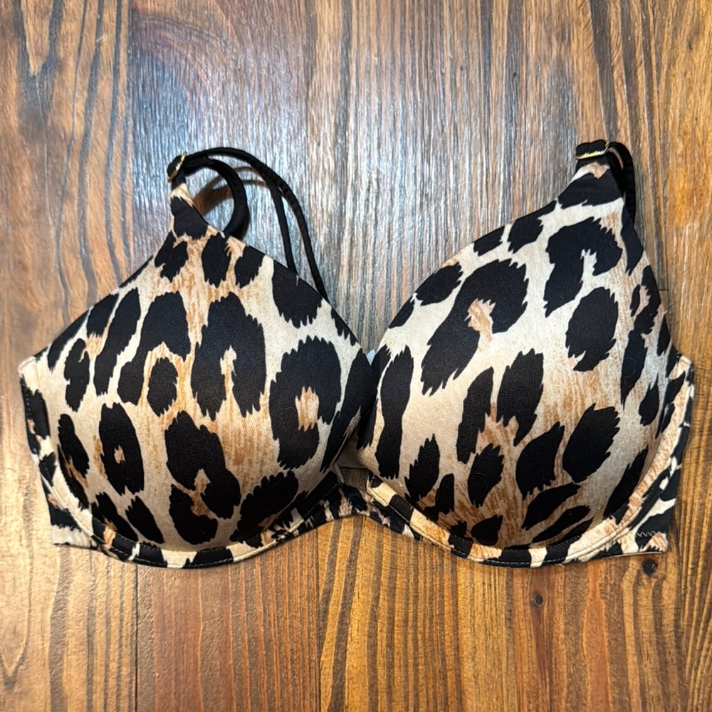 Victoria's Secret Black and Brown Leopard Print Very Sexy Pushup Bra 34D